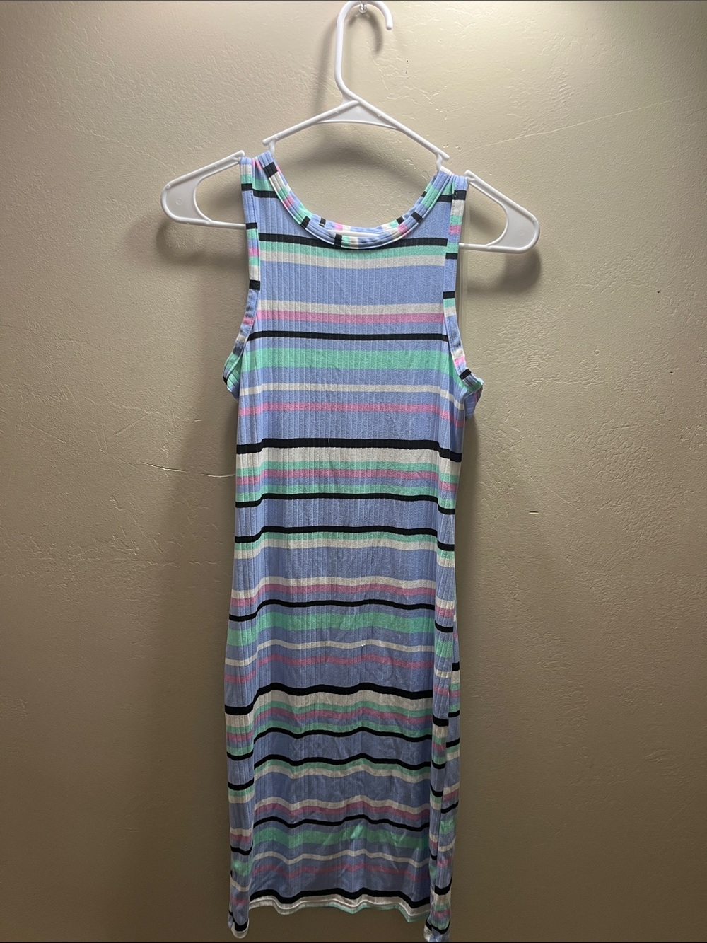 Pastel Multi-Stripe Ribbed Tank Dress